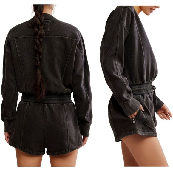 NWOT FP Movement | Intercept Romper Terry Knit Washed Black, Womens Large - Picture 3 of 10